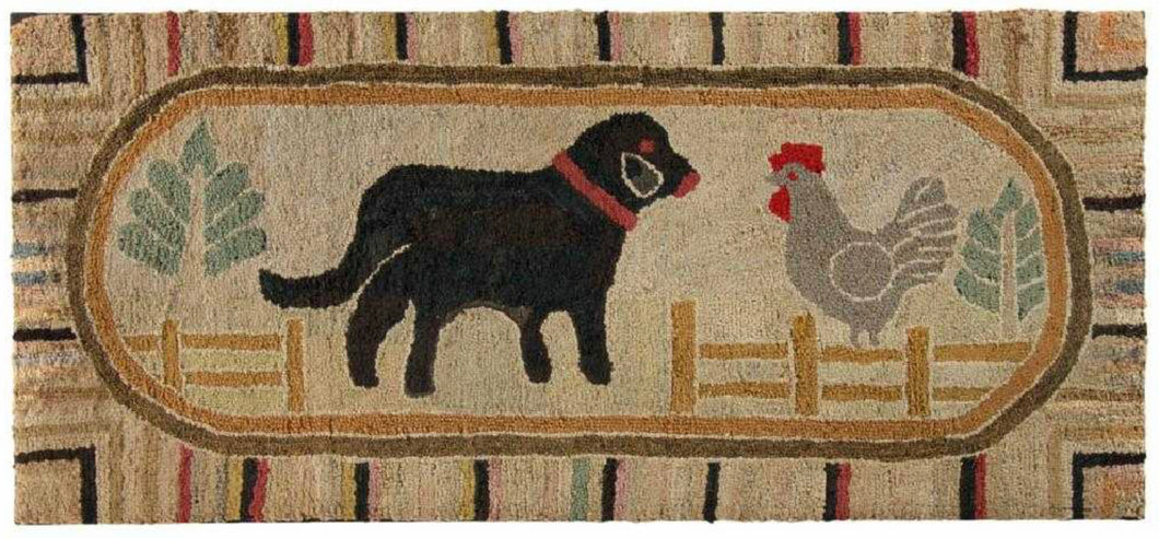 Dog with Rooster on Fence (original) (#511)