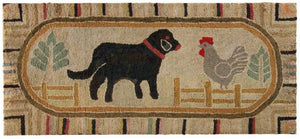 Dog with Rooster on Fence (adapted) (#511)