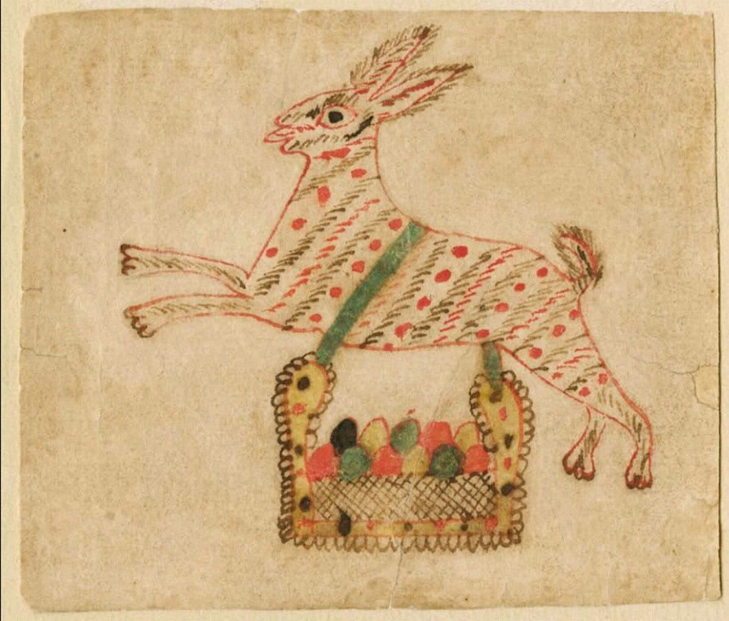 Fraktur Rabbit with Basket of Eggs (#126)